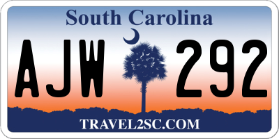 SC license plate AJW292