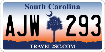 SC license plate AJW293