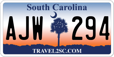 SC license plate AJW294