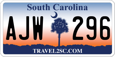 SC license plate AJW296