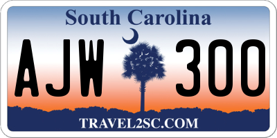 SC license plate AJW300