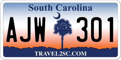 SC license plate AJW301