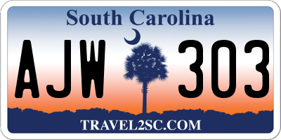 SC license plate AJW303