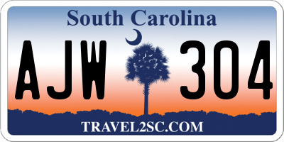 SC license plate AJW304