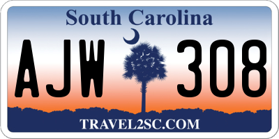 SC license plate AJW308