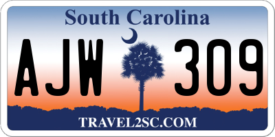 SC license plate AJW309