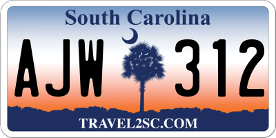SC license plate AJW312