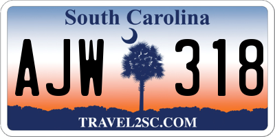 SC license plate AJW318