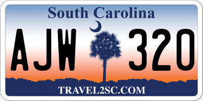 SC license plate AJW320