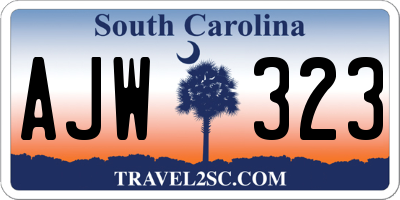 SC license plate AJW323