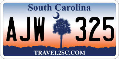 SC license plate AJW325