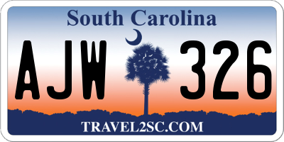 SC license plate AJW326