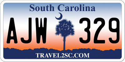 SC license plate AJW329