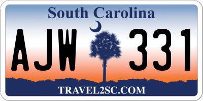 SC license plate AJW331