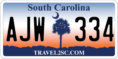 SC license plate AJW334