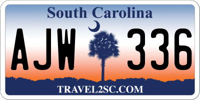 SC license plate AJW336
