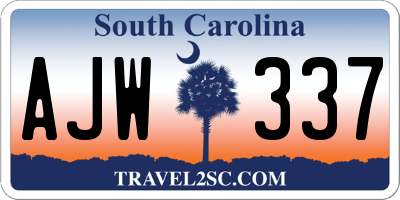 SC license plate AJW337