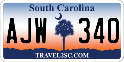 SC license plate AJW340