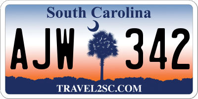 SC license plate AJW342