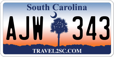 SC license plate AJW343