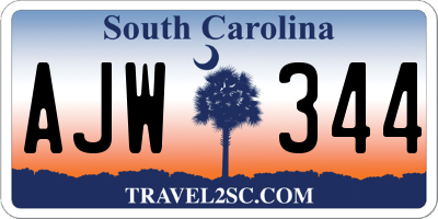 SC license plate AJW344