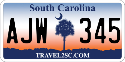 SC license plate AJW345