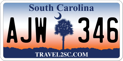 SC license plate AJW346