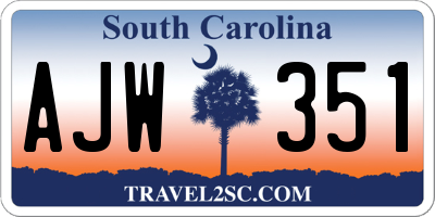 SC license plate AJW351
