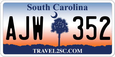 SC license plate AJW352