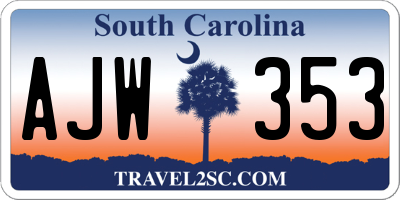 SC license plate AJW353