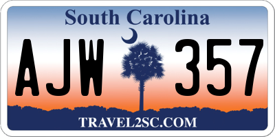 SC license plate AJW357
