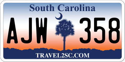 SC license plate AJW358