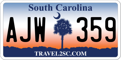 SC license plate AJW359