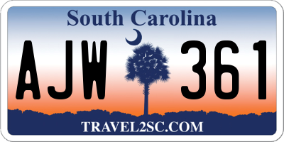 SC license plate AJW361