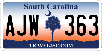 SC license plate AJW363