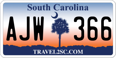 SC license plate AJW366