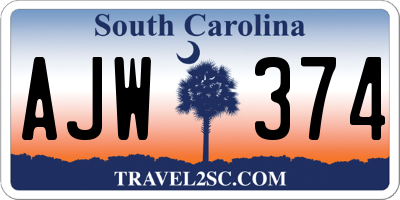 SC license plate AJW374