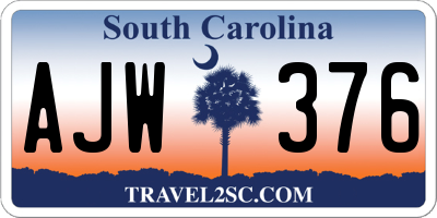 SC license plate AJW376