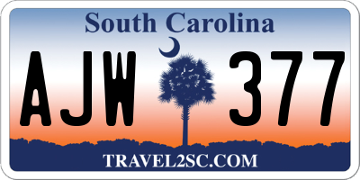SC license plate AJW377