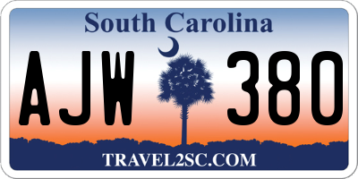 SC license plate AJW380