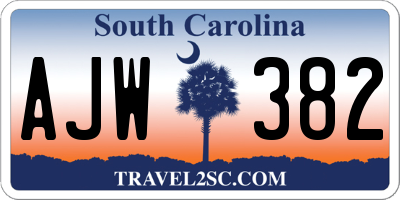 SC license plate AJW382