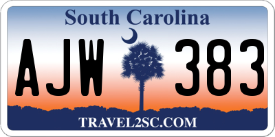 SC license plate AJW383