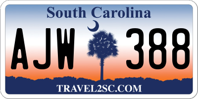 SC license plate AJW388