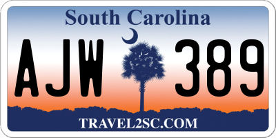 SC license plate AJW389