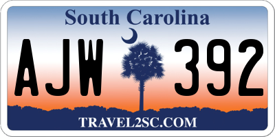 SC license plate AJW392