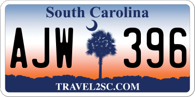 SC license plate AJW396