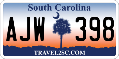 SC license plate AJW398