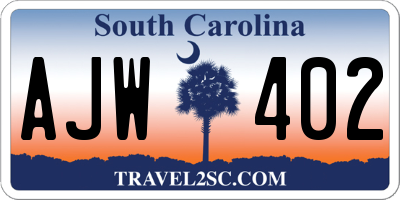 SC license plate AJW402