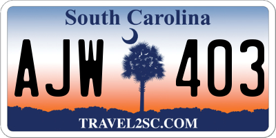 SC license plate AJW403