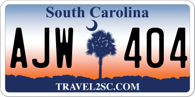 SC license plate AJW404